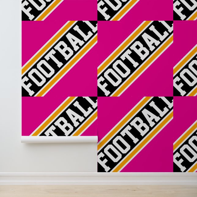 Papel Pintado FOOTBALL Tiled Bright Pink Yellow Black Strips (Solicitud)