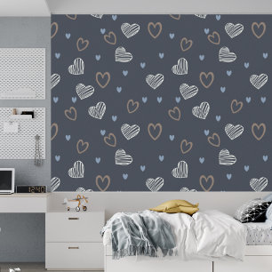 Papel Pintado Forma de corazón azul negro romántico moderado