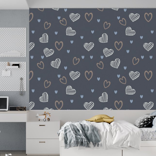 Papel Pintado Forma de corazón azul negro romántico moderado (Subido por el creador)