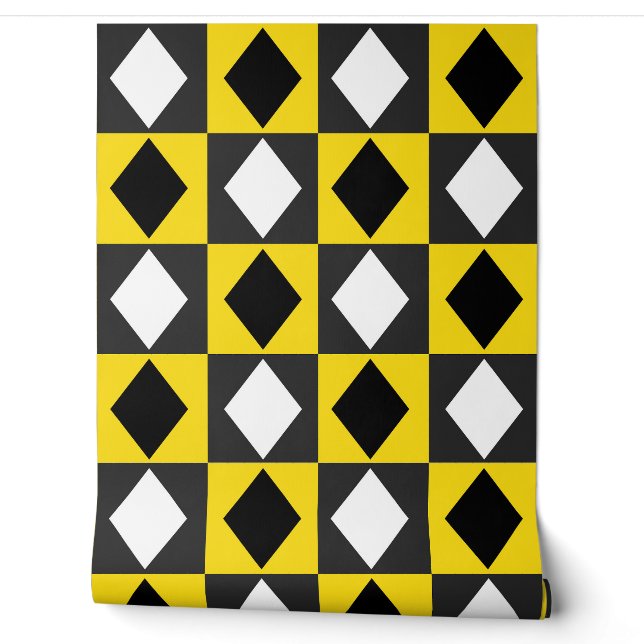 Papel Pintado Forma de Rhombus de Diamante Blanco Amarillo (Desenrollar)