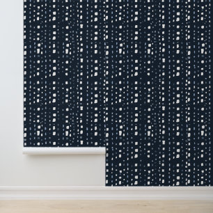 Papel Pintado Formas abstractas azules y blancas de color navy o