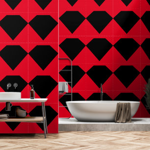 Papel Pintado Formas Geométricas Diamante Negro Rojo