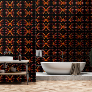 Papel Pintado Formas geométricas gradientes negros naranjas