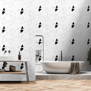 Papel Pintado Formas geométricas líneas blancas y negras