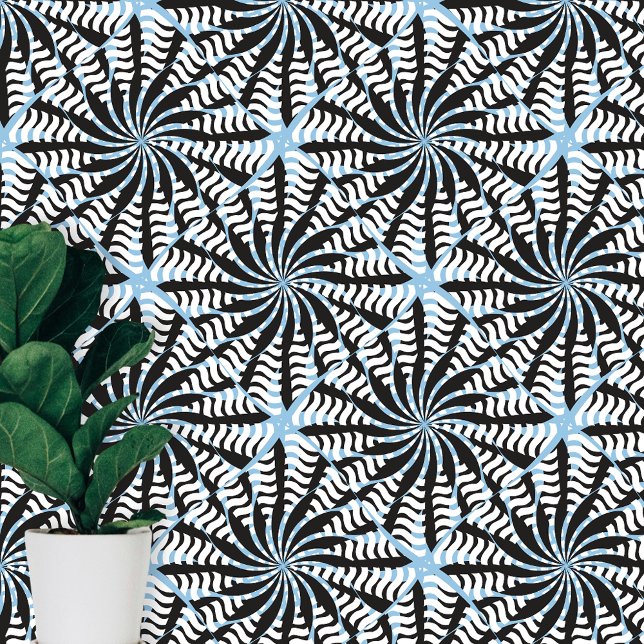 Papel Pintado Formas rayadas simétricamente trendy y blancas neg (Subido por el creador)