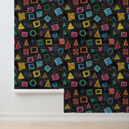 Papel Pintado Formas triangulares de geometría de tablero negro