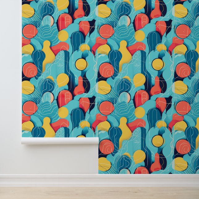 Papel Pintado Formas y líneas abstractas vibrantes (Solicitud)