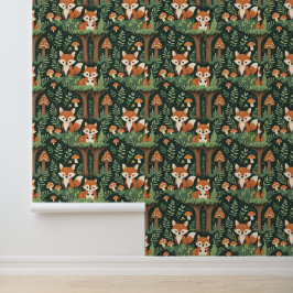 Papel Pintado Foxes y champiñones encantados