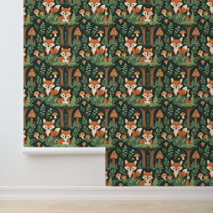 Papel Pintado Foxes y champiñones encantados