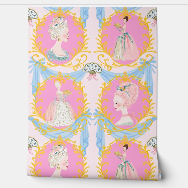 Papel Pintado Framed  Rococo Baroque Coquette Marie Antoinette (Desenrollar)
