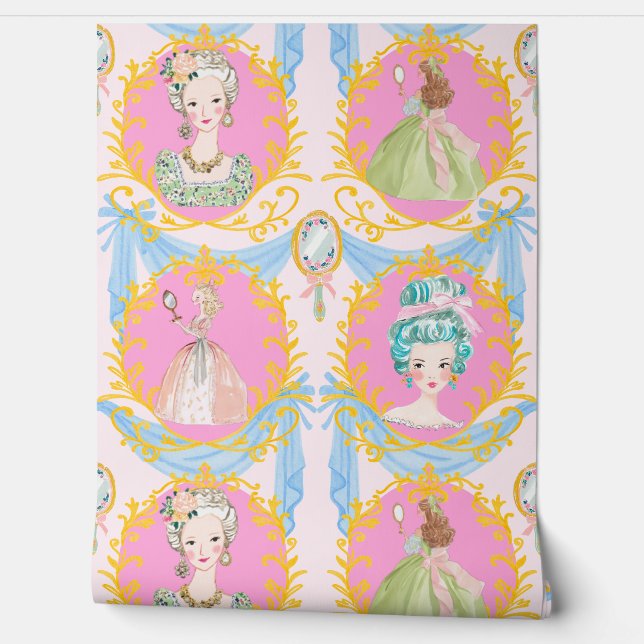Papel Pintado Framed Rococo Coquette Bows Marie Antoinette (Desenrollar)