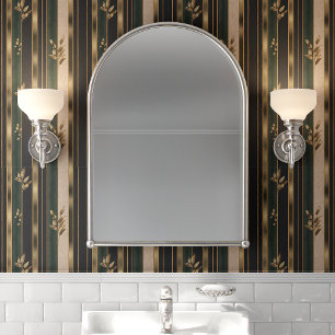 Papel Pintado Frania Art Déco Verde y Dorada Floral