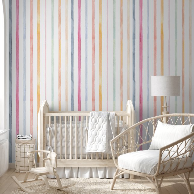 Papel Pintado franjas coloreadas de acuarela (Niños)