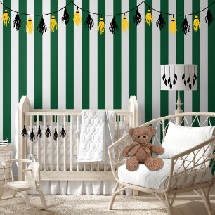 Papel Pintado Frasco clásico de época franjas verde y blanca