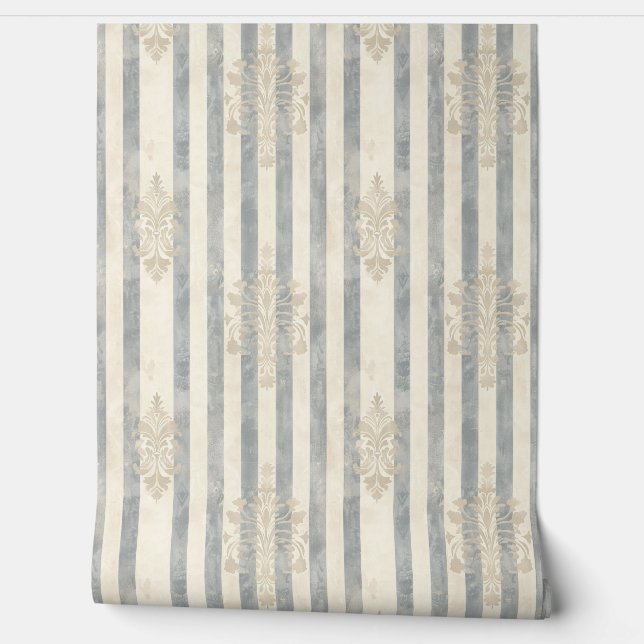 Papel Pintado French Retro Damask Stripe  (Desenrollar)