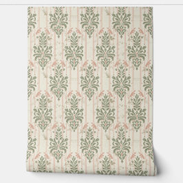 Papel Pintado French Retro Damask Stripe Pattern – Vintage Sage