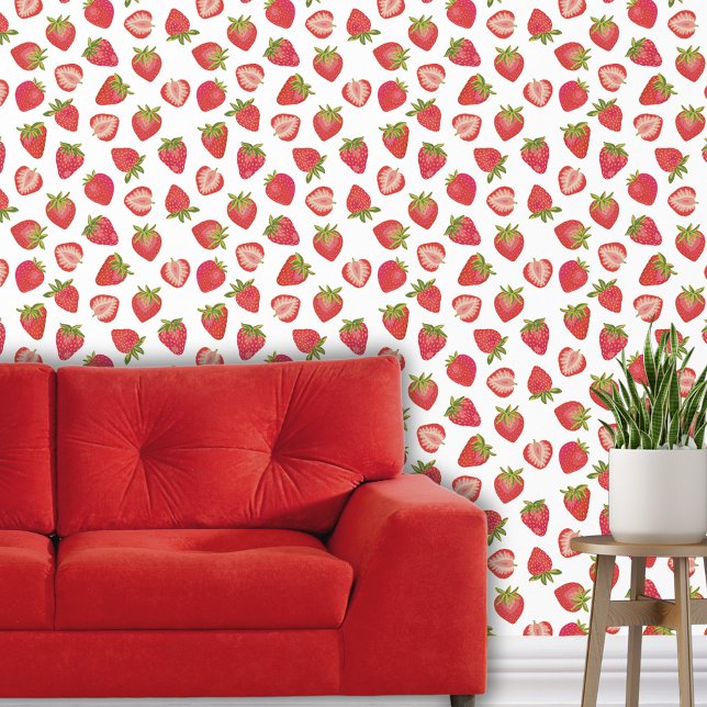 Papel Pintado Fresa (Strawberry pattern red wallpaper)