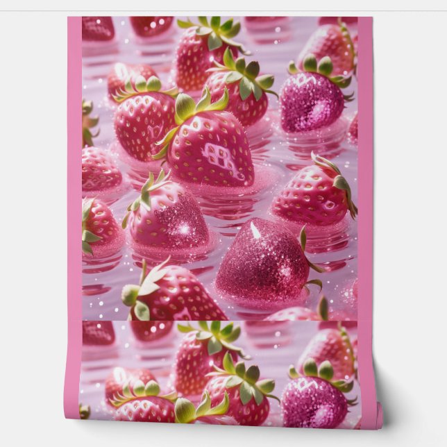 Papel Pintado Fresas rosas (Desenrollar)
