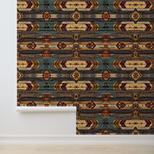 Papel Pintado fresco Aztec occidental de imitación de madera de 