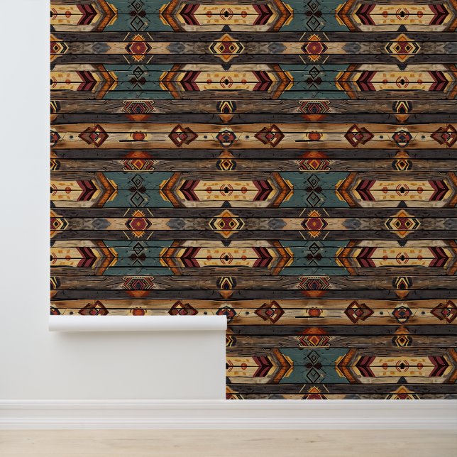 Papel Pintado fresco Aztec occidental de imitación de madera de  (Solicitud)