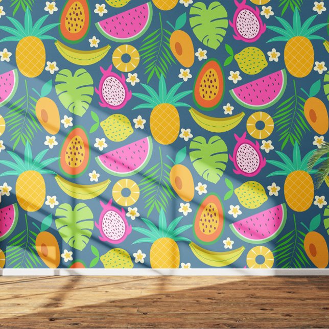 Papel Pintado Fruta exótica tropical piña plátano pitahaya  (Subido por el creador)