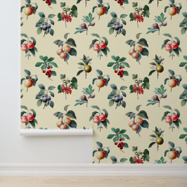 Papel Pintado Fruta vinícola dulce y colorida en crema