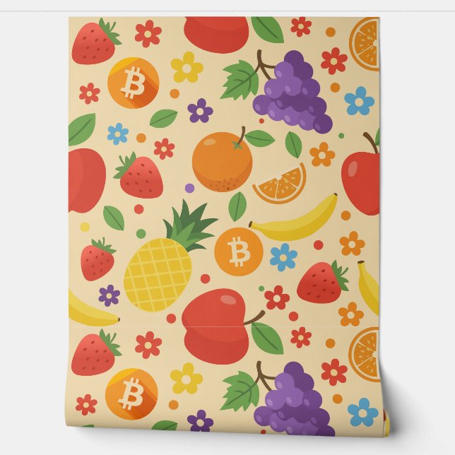 Papel Pintado Frutas de Bitcoin (Desenrollar)
