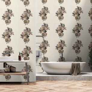 Papel Pintado Frutas granadas y flores Oro verde
