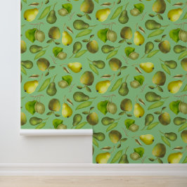Papel Pintado Frutas verdes sobre fondo verde