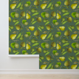 Papel Pintado Frutas verdes sobre fondo verde oscuro