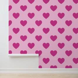 Papel Pintado Fuchsia Heart Pattern Pink Preppy Estética y2k