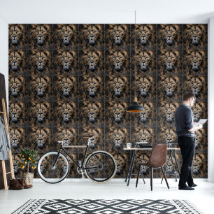 Papel Pintado Fuerte cara de león