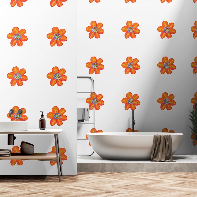 Papel Pintado Fun Artsy Naranja Floral (Baño)