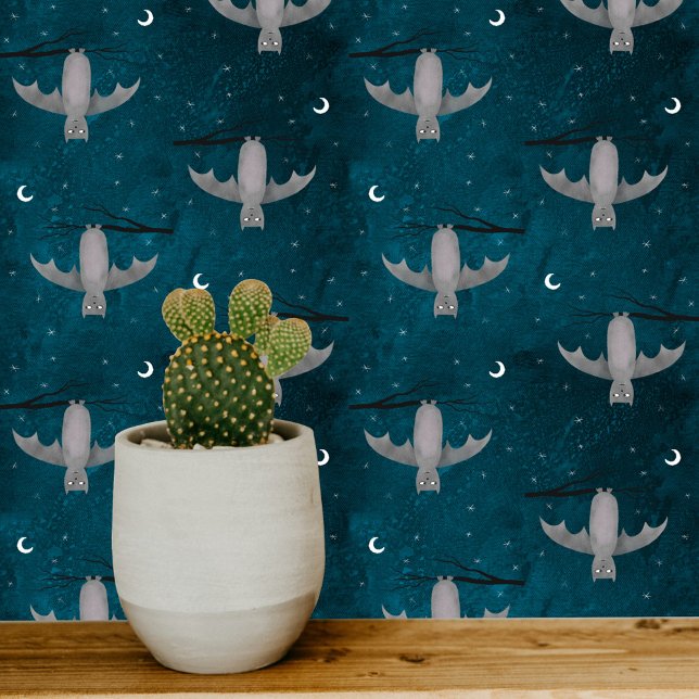 Papel Pintado Fun Bat Dark (Fun Bat halloween art wallpaper)