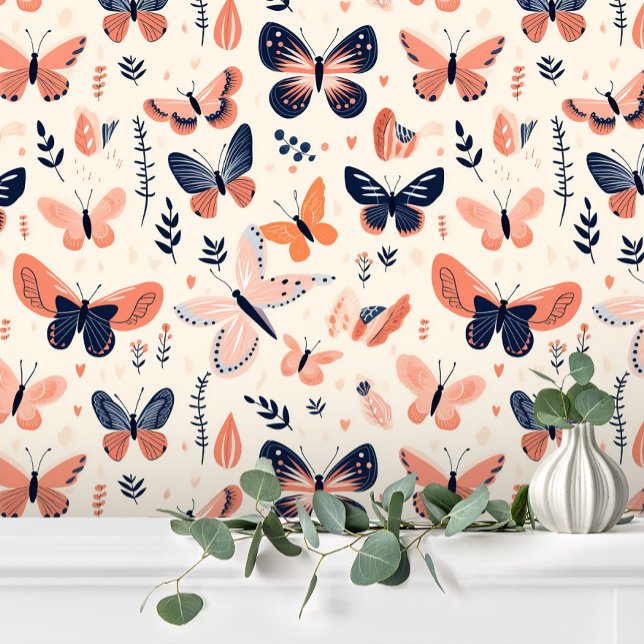 Papel Pintado Fun Blue Naranja Butterfly Floral (Subido por el creador)