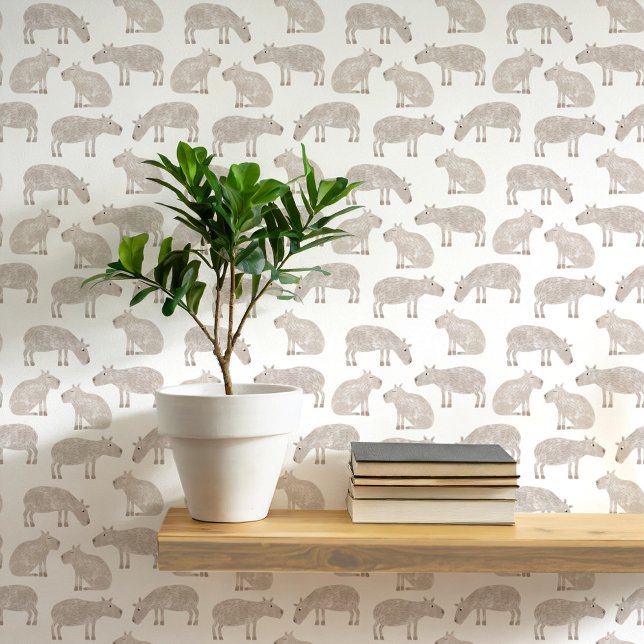 Papel Pintado Fun Capybara Art (Fun capybara watercolor wallpaper)