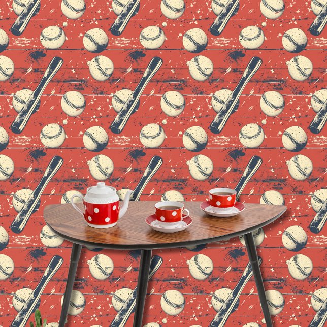 Papel Pintado Fun Retro Rojo Azul Blanco Patrón de béisbol Depor (Subido por el creador)