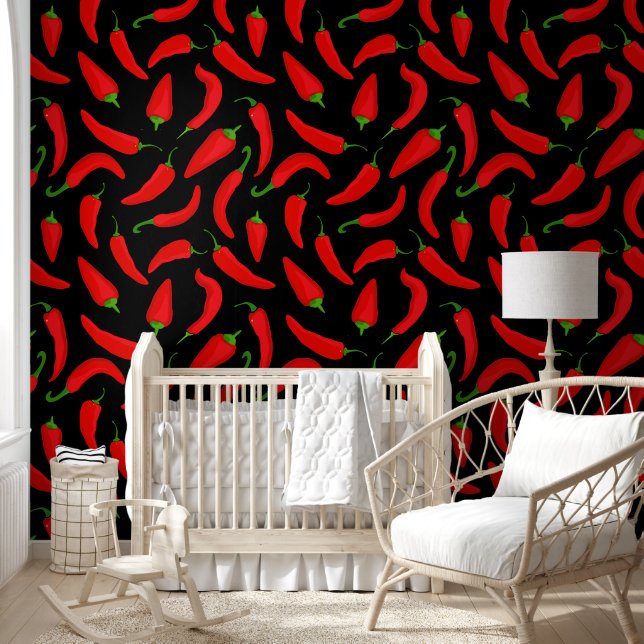 Papel Pintado Fun Spicy Red Chili Peppers Red Black (Niños)