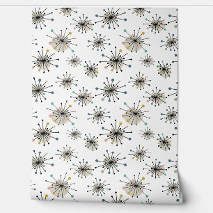 Papel Pintado Funky Atómico Starburst Pattern Mid Century Modern