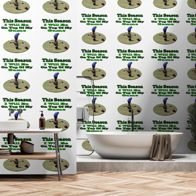 Papel Pintado Funny Lawn Bowler De Pie En Su Bola De Césped, (Baño)