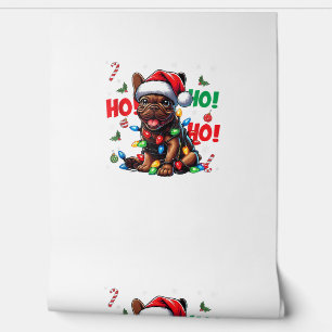 Papel Pintado Funny Navidades de Bulldog francés Santa Hat Light
