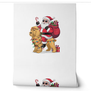 Papel Pintado Funny Santa Riding Goldendoodle Dog Navidades