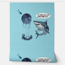 Papel Pintado Funny shark diver lunch time nice bubbles bro