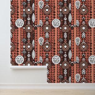 Papel Pintado Fusión Tribal Terrestre: Patrón étnico moderno