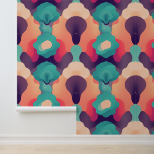Papel Pintado Fusión vibrante: Resumen retro-moderno de Kaleidos