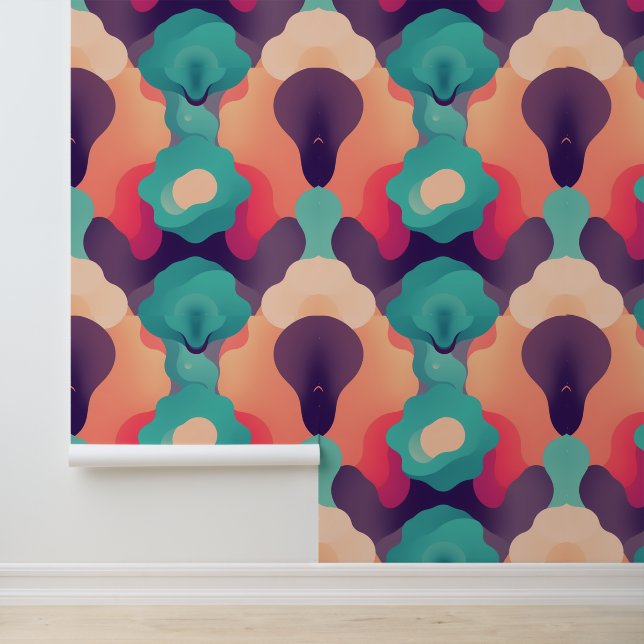 Papel Pintado Fusión vibrante: Resumen retro-moderno de Kaleidos (Solicitud)