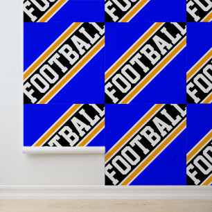 Papel Pintado FÚTBOL Baldosas Rayas Naranjas Negras Brillantes