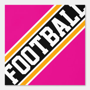 Papel Pintado FÚTBOL Baldosas Rosa Brillante Amarillo Negro Raya
