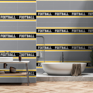 Papel Pintado FÚTBOL Naranja Blanco Negro Gris Rayas de Carreras