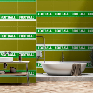 Papel Pintado FÚTBOL Rayas Deportivas Verde Blanco Oliva